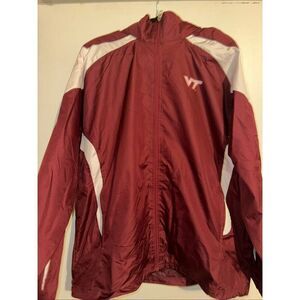 Virginia Tech Windbreaker Running Track Jacket Genuine Stuff Size XL Hidden Hood